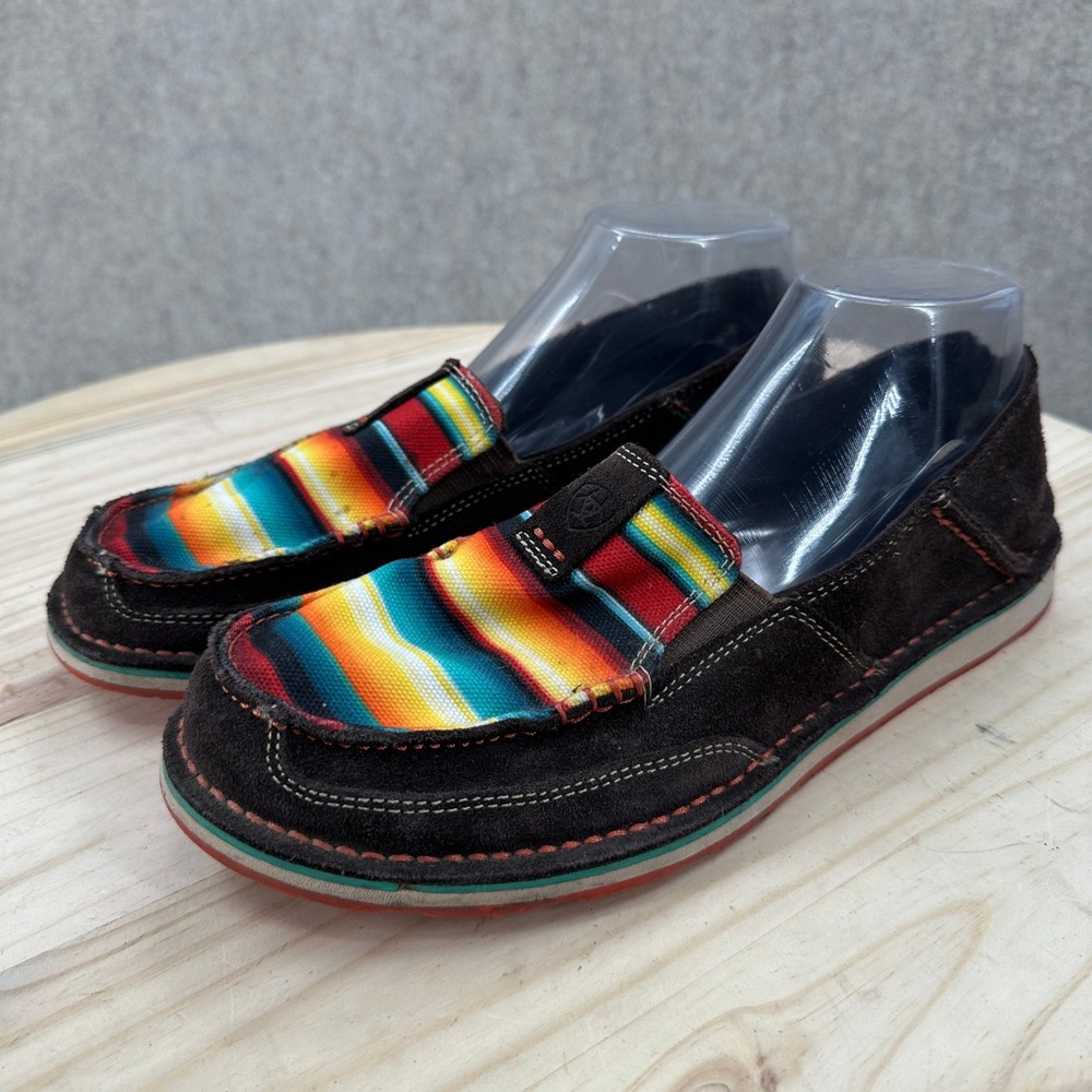 Ariat Cruiser Slip-On Shoes Womens 10 Chocolate Fudge Red Serape Suede Loafers